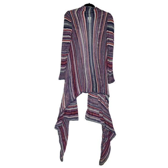 Billabong Knit Cardigan Sweater Women's M Open-Front Shark-Tooth Striped Beach - Picture 7 of 9